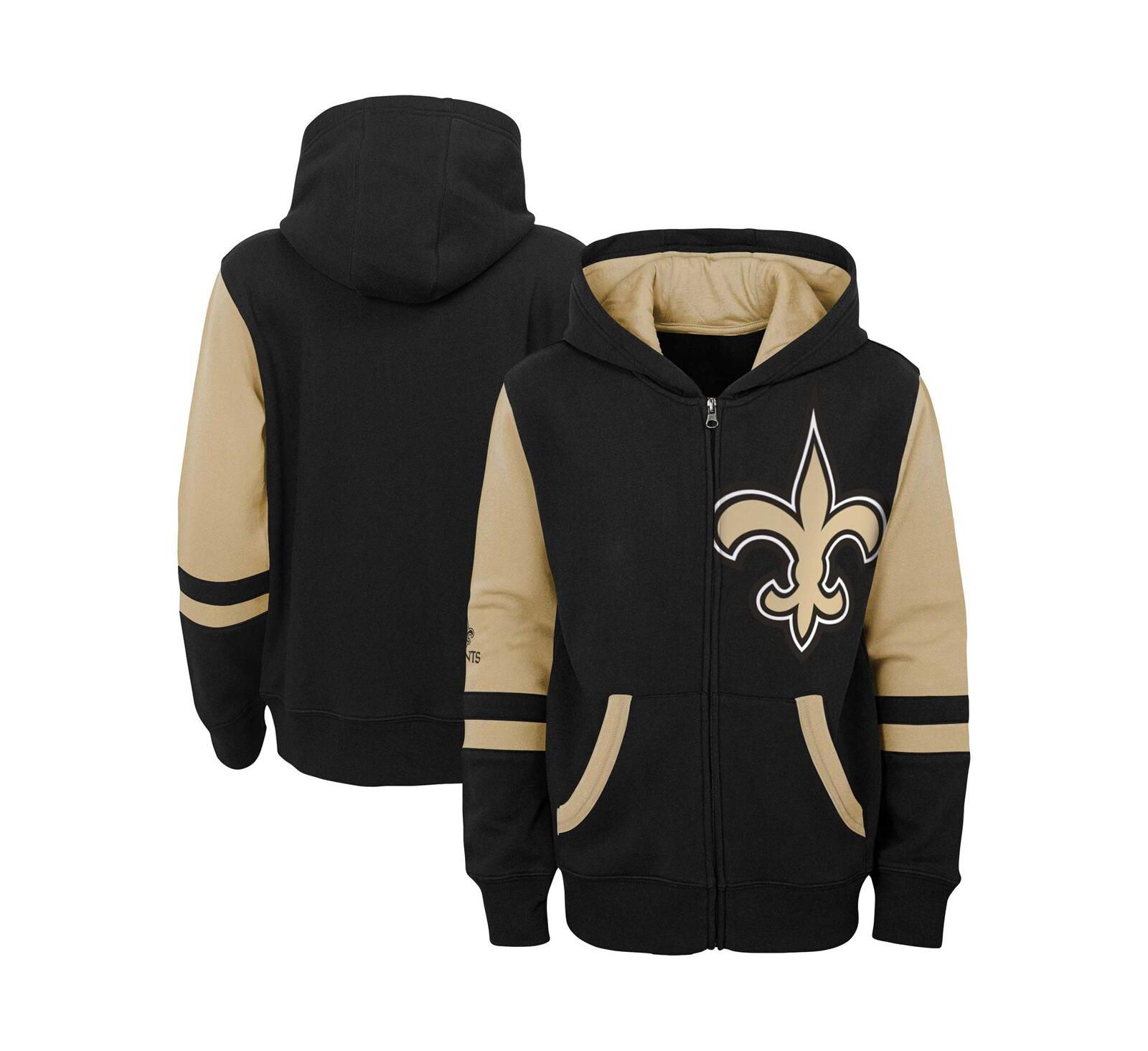 Детский черный худи с цветовым блоком New Orleans Saints