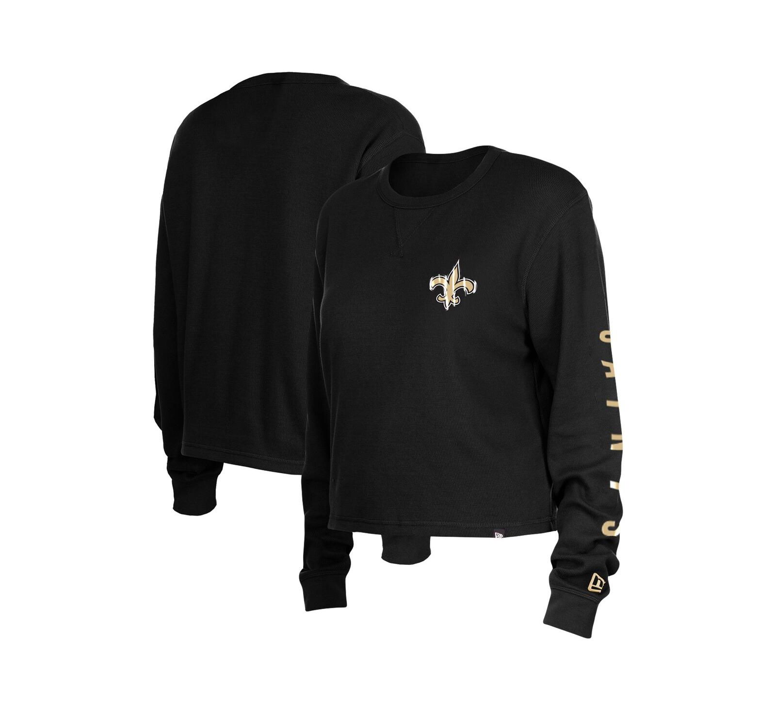 Женская футболка New Era Black New Orleans Saints Thermal Crop Long Sleeve