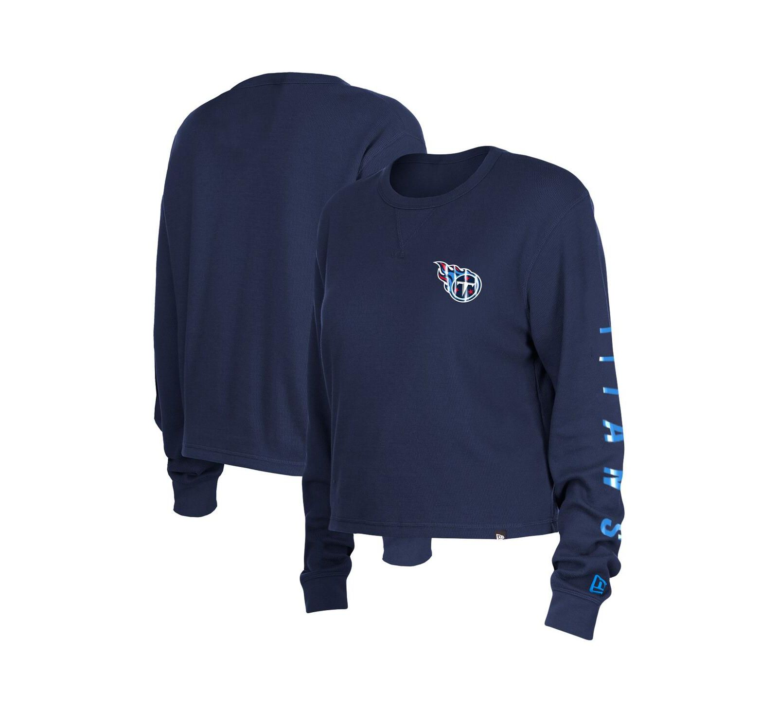New Era Женский термо-кроп лонгслив, темно-синий, Tennessee Titans