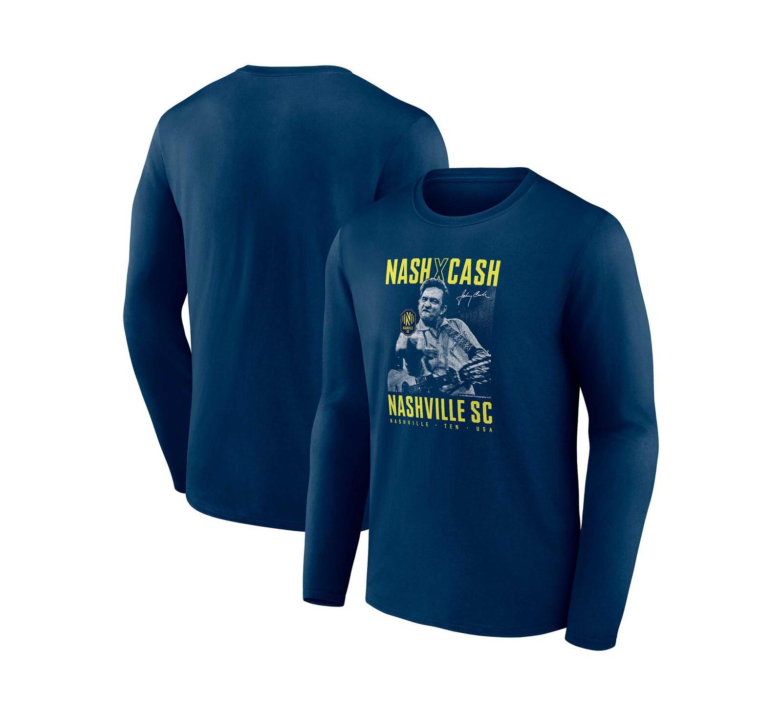 Fanatics Мужская футболка с длинным рукавом Navy Nashville SC Johnny Cash Finger