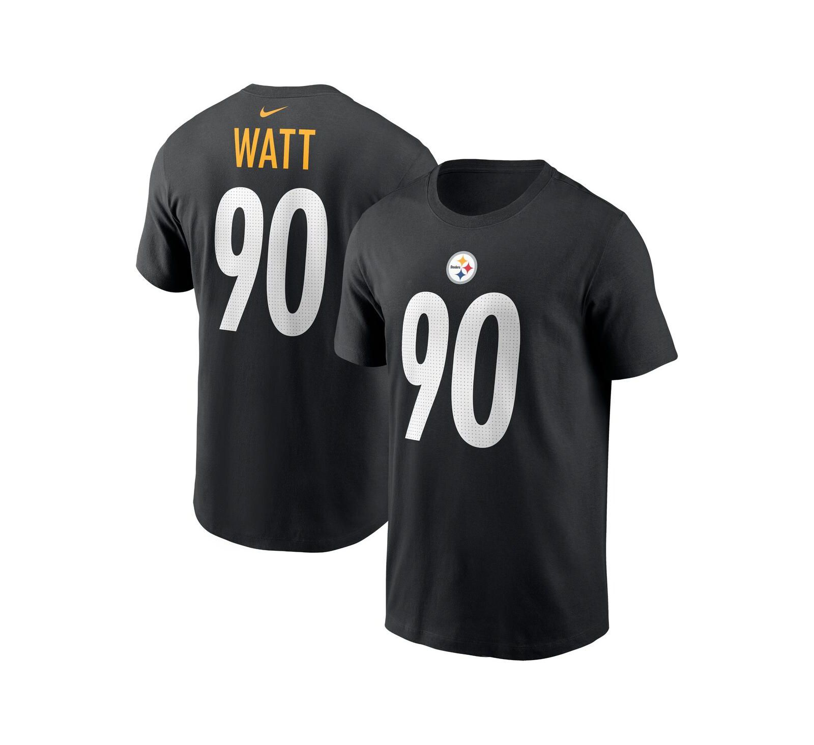 Men's Nike T.J. Watt Black Pittsburgh Steelers Player Name and Number T-shirt