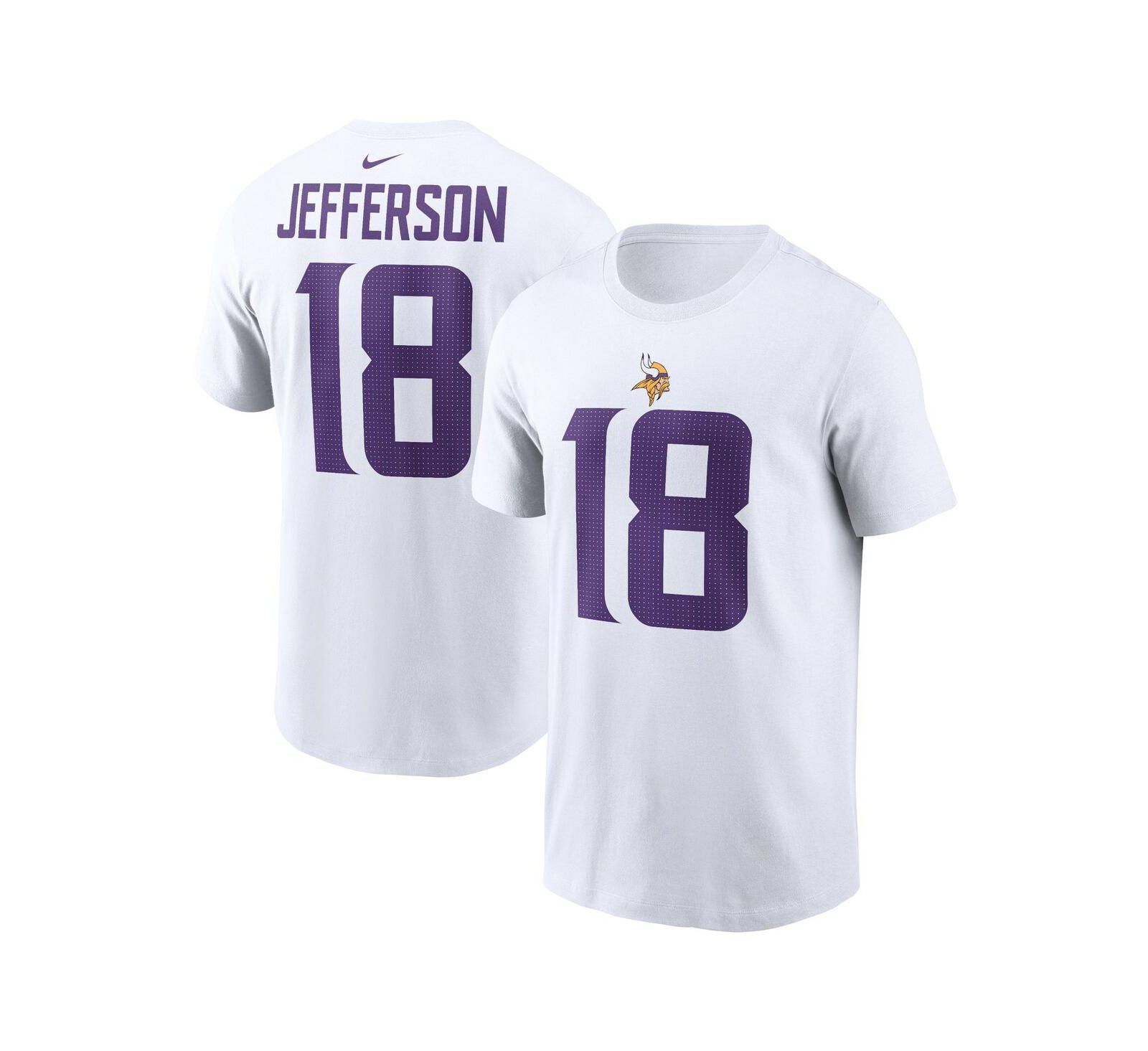 Men's Nike Justin Jefferson White Minnesota Vikings Player Name and Number T-shirt