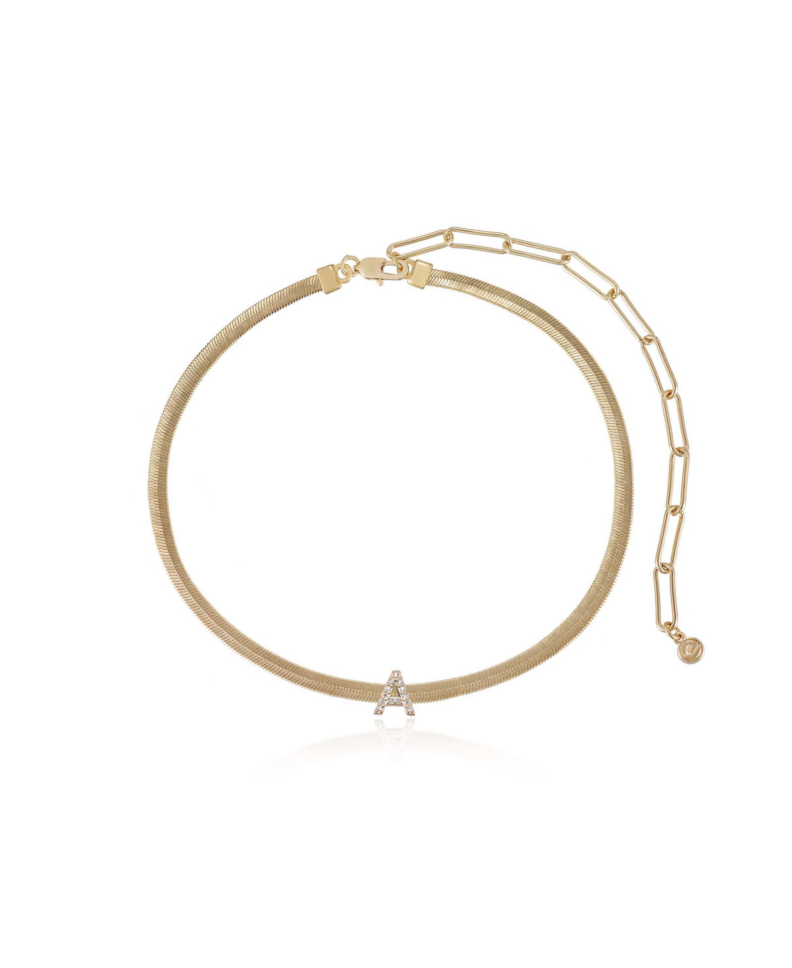 ETTIKA Initial Herringbone 18K Gold Plated ожерелье