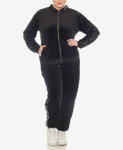 Комплект спортивный White Mark Plus Size Faux Leather Stripe Velour 2 Piece