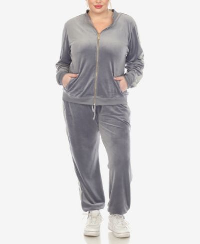 Комплект спортивный White Mark Plus Size Faux Leather Stripe Velour 2 Piece