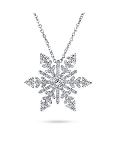 Bling Jewelry подвеска-снежинка на цепочке с родиевым покрытием