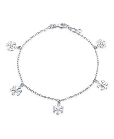 Bling Jewelry Christmas Dangling Snowflakes Anklet Charm Ankle Bracelet Sterling Silver