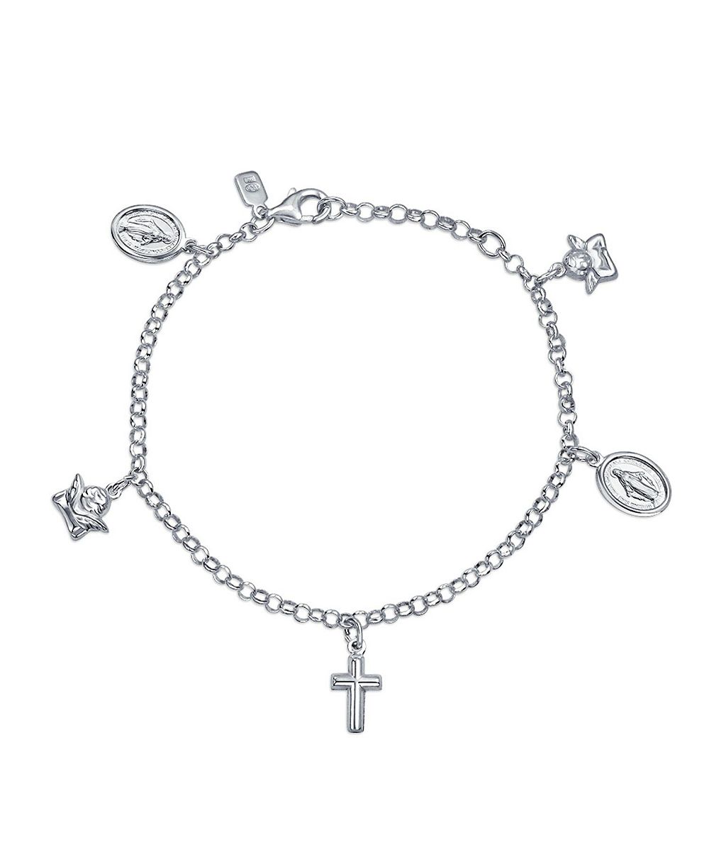 Браслет с подвесками Virgin Mary Cross из стерлингового серебра от Bling Jewelry