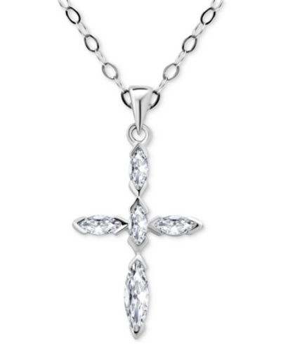 Giani Bernini подвеска Marquise Cross из стерлингового серебра с цирконием, 16" + 2" удлинитель