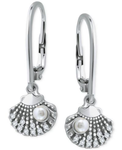 Giani Bernini серьги-подвески с жемчугом Freshwater (3mm) и кубическим цирконием в серебре