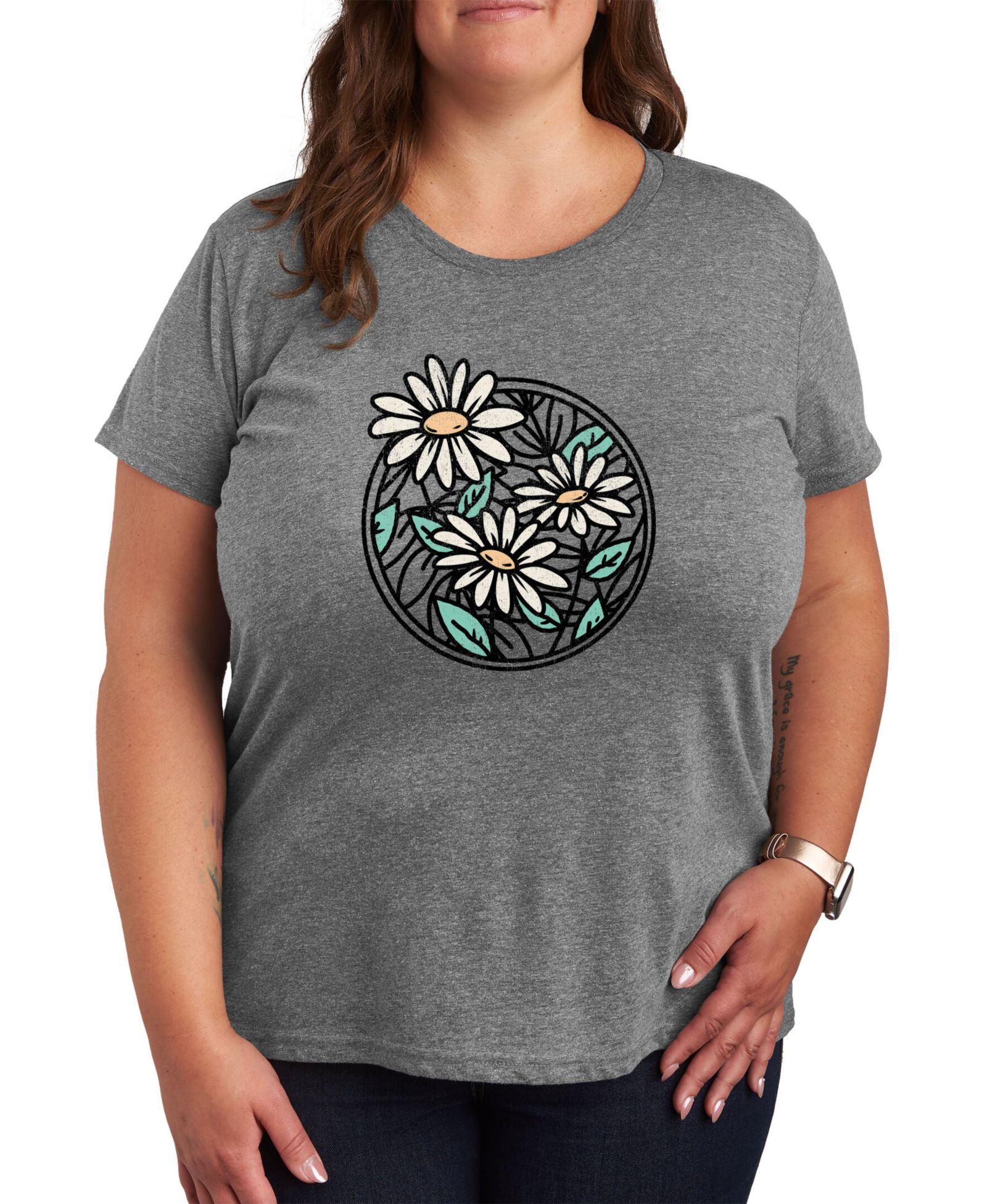 Hybrid Apparel Wildflower Circle Plus Size Graphic T-Shirt