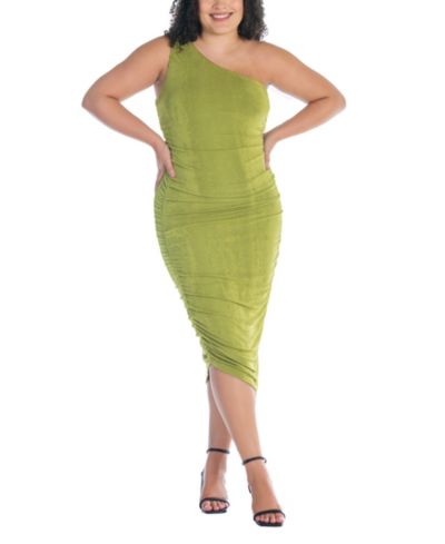 Женское облегающее платье 24seven Comfort Apparel Plus Size One Shoulder Ruched Bodycon