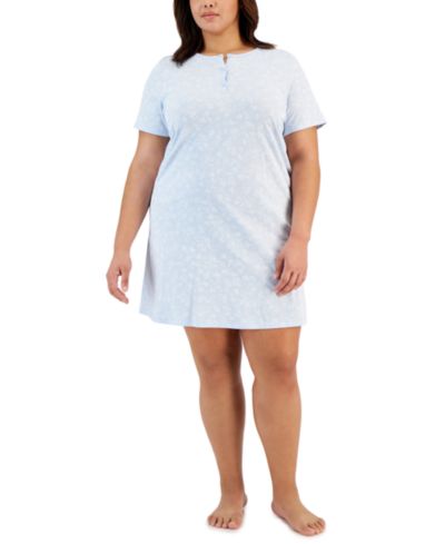 Женская хлопковая ночная рубашка Charter Club Plus Size с цветочным принтом Henley