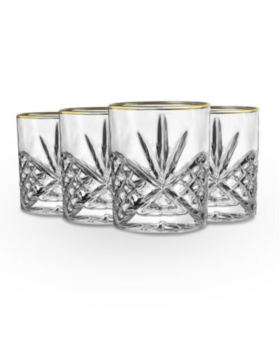 Godinger Dublin Gold  Double Old Fashioned Glasses, Set of 4