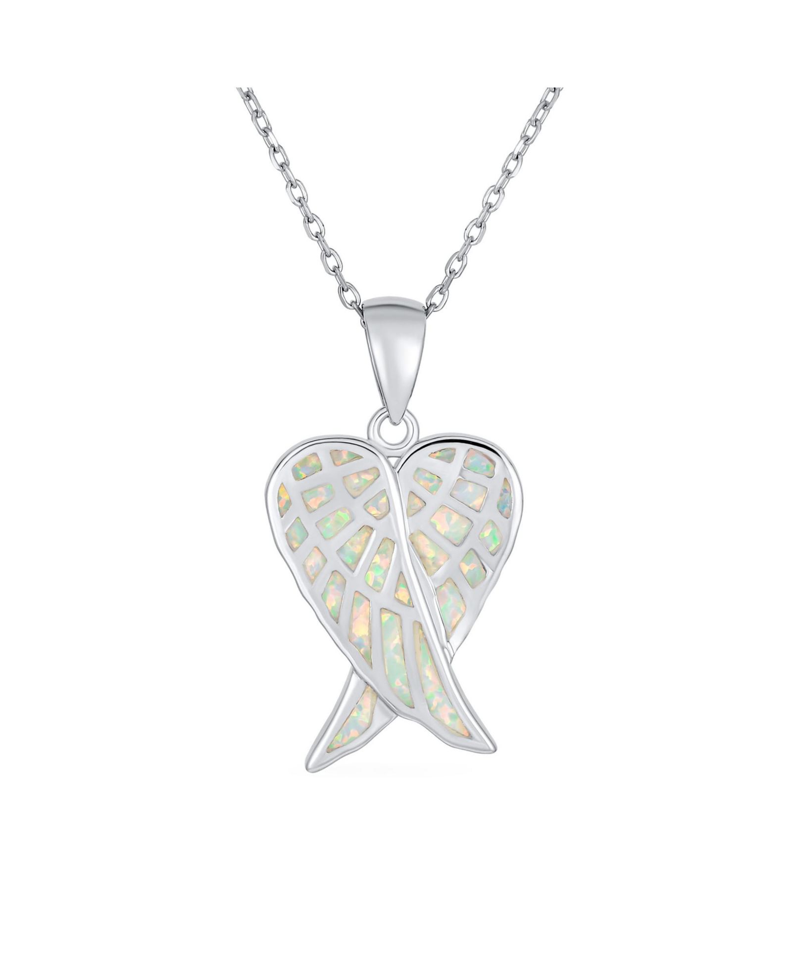 Кулон-подвеска на цепочке с крыльями ангела и сердцем из опала Bling Jewelry