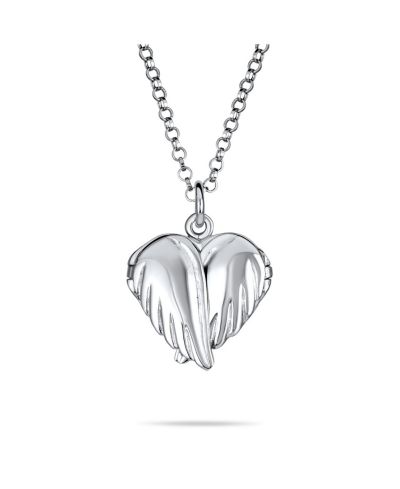 Серебряный кулон-подвеска Bling Jewelry с крыльями ангела и сердцем