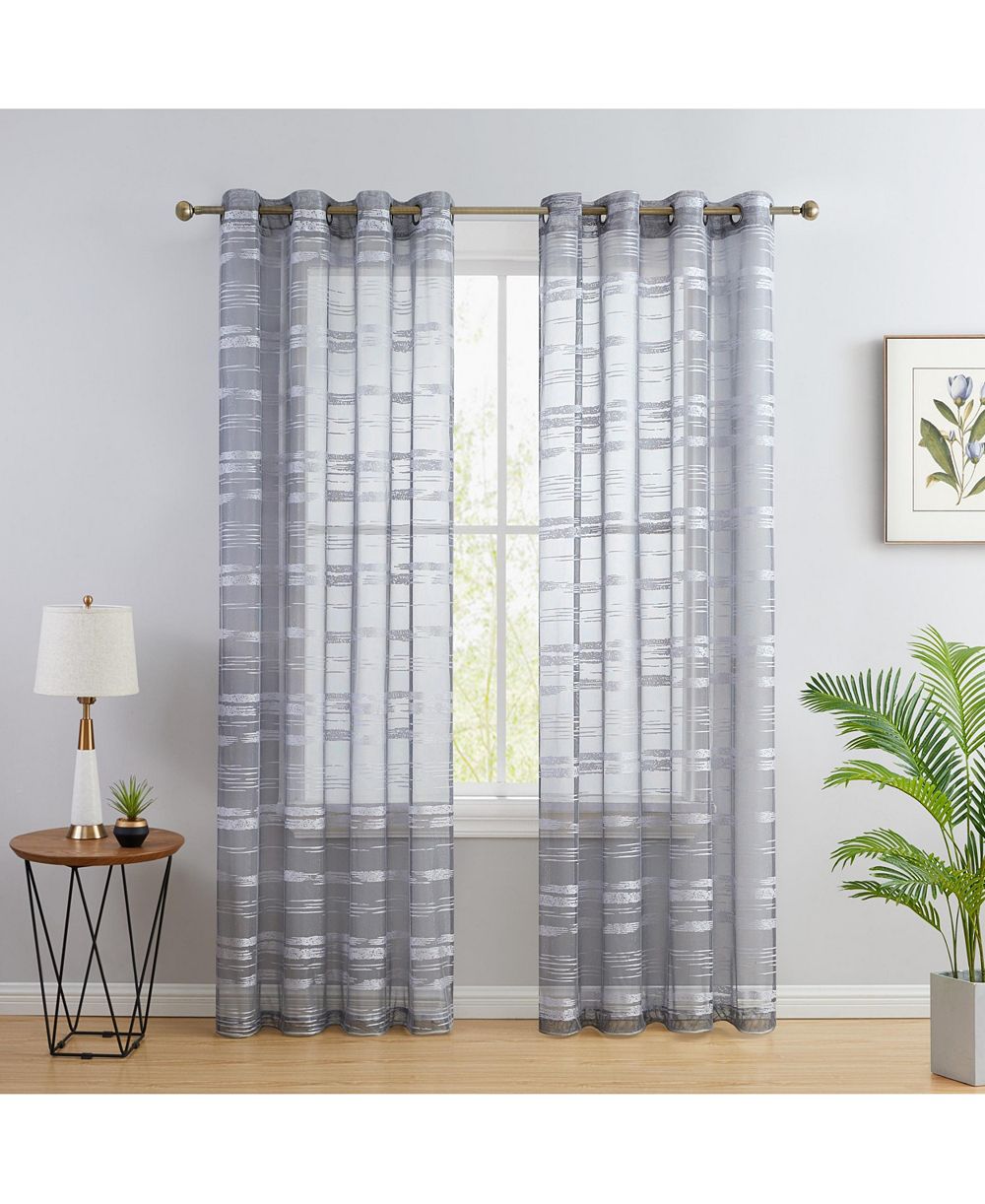 HLC.ME Broadway Stripe Decorative Semi Sheer Light Filtering Grommet Window Treatment Curtain Panels