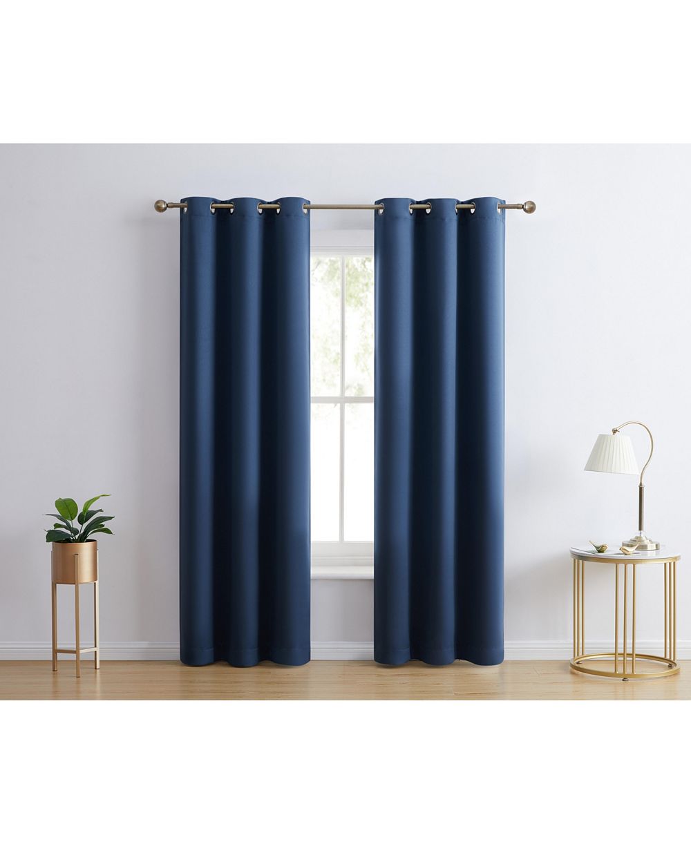 HLC.ME Laurance Full Shaded Blackout Curtains  - Thermal Insulation Light Blocking Home Theater Grommet Window Drapery Basement Curtains, Set of 2