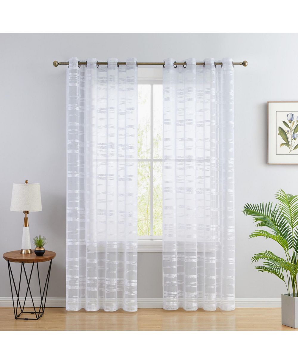 Декоративные полупрозрачные шторы HLC.ME Broadway Stripe с люверсами, комплект из 2 шт