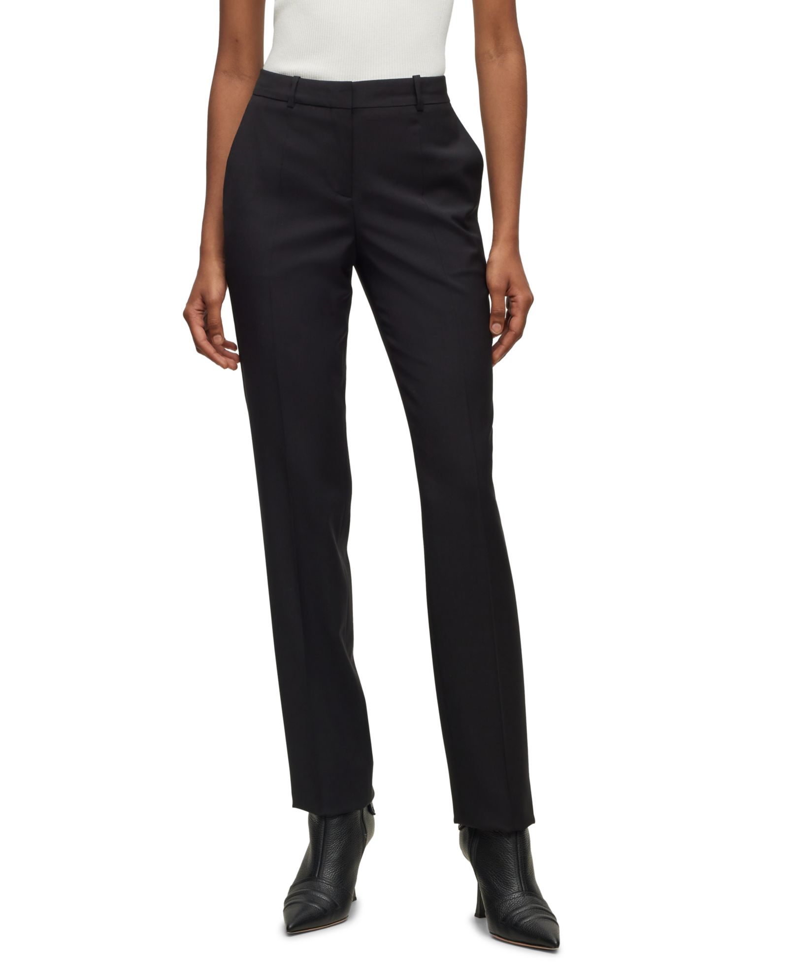 Женские шерстяные брюки BOSS by Hugo Boss Regular-Fit с высокой посадкой