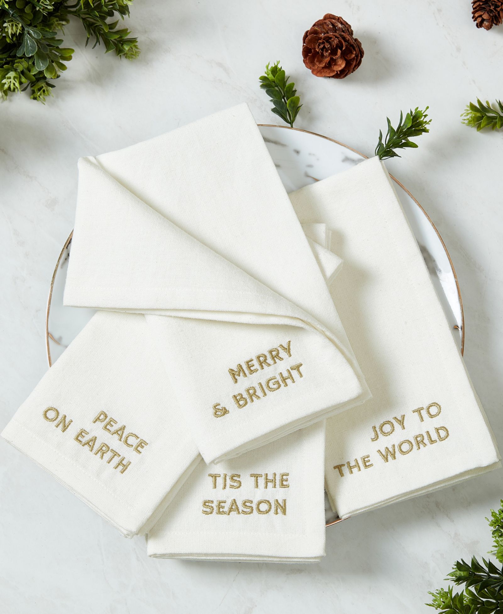 Вышитые салфетки Elrene Joyful Sentiment, набор из 4 шт., 17" x 17"