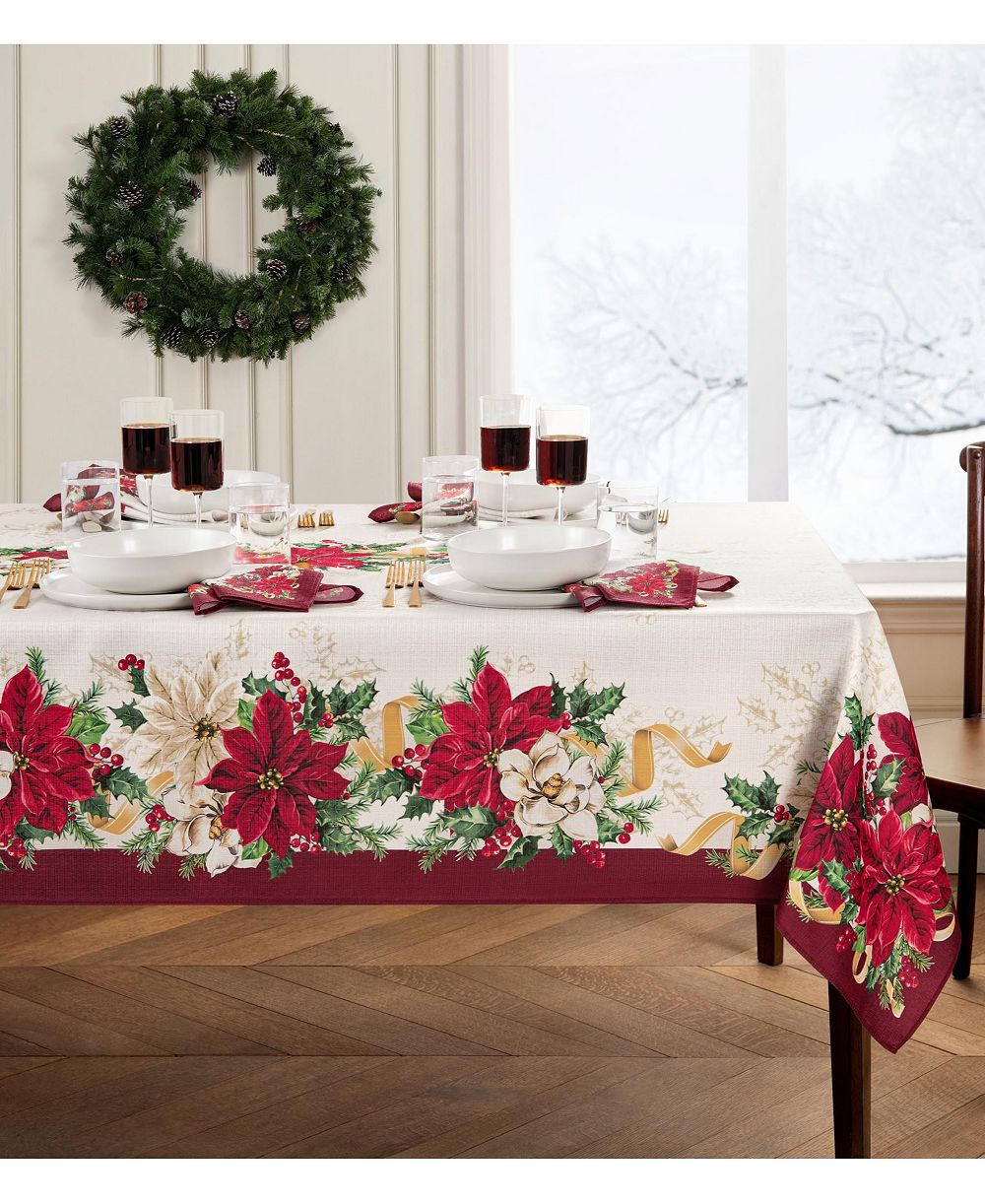 Скатерть Elrene Poinsettia Garlands Engineered, 60" x 120"