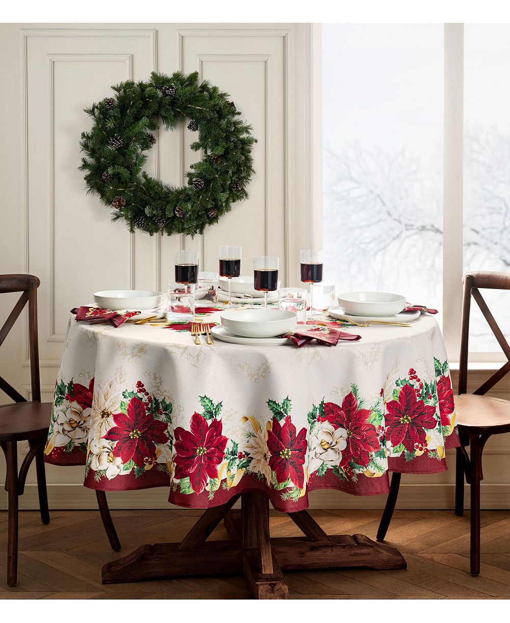 Скатерть Elrene Poinsettia Garlands Engineered 60" x 84" Oval