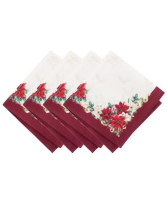 Elrene Poinsettia Garlands Engineered Napkins, Set of 4, 17" x 17"