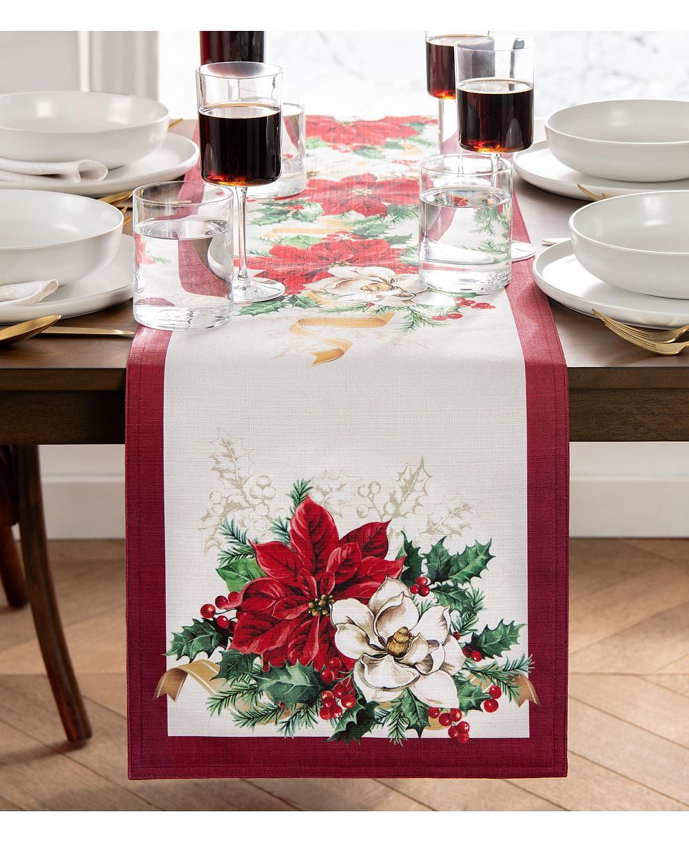 Скатерть Elrene Poinsettia Garlands, 13" x 70"