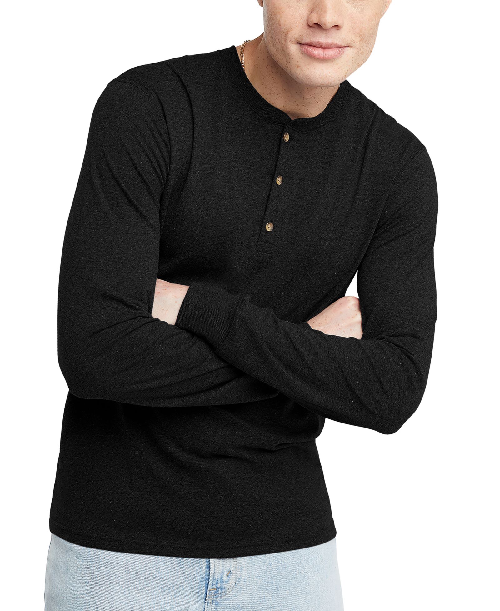 Мужской Hanes Originals Tri-Blend Long Sleeve Henley T-shirt