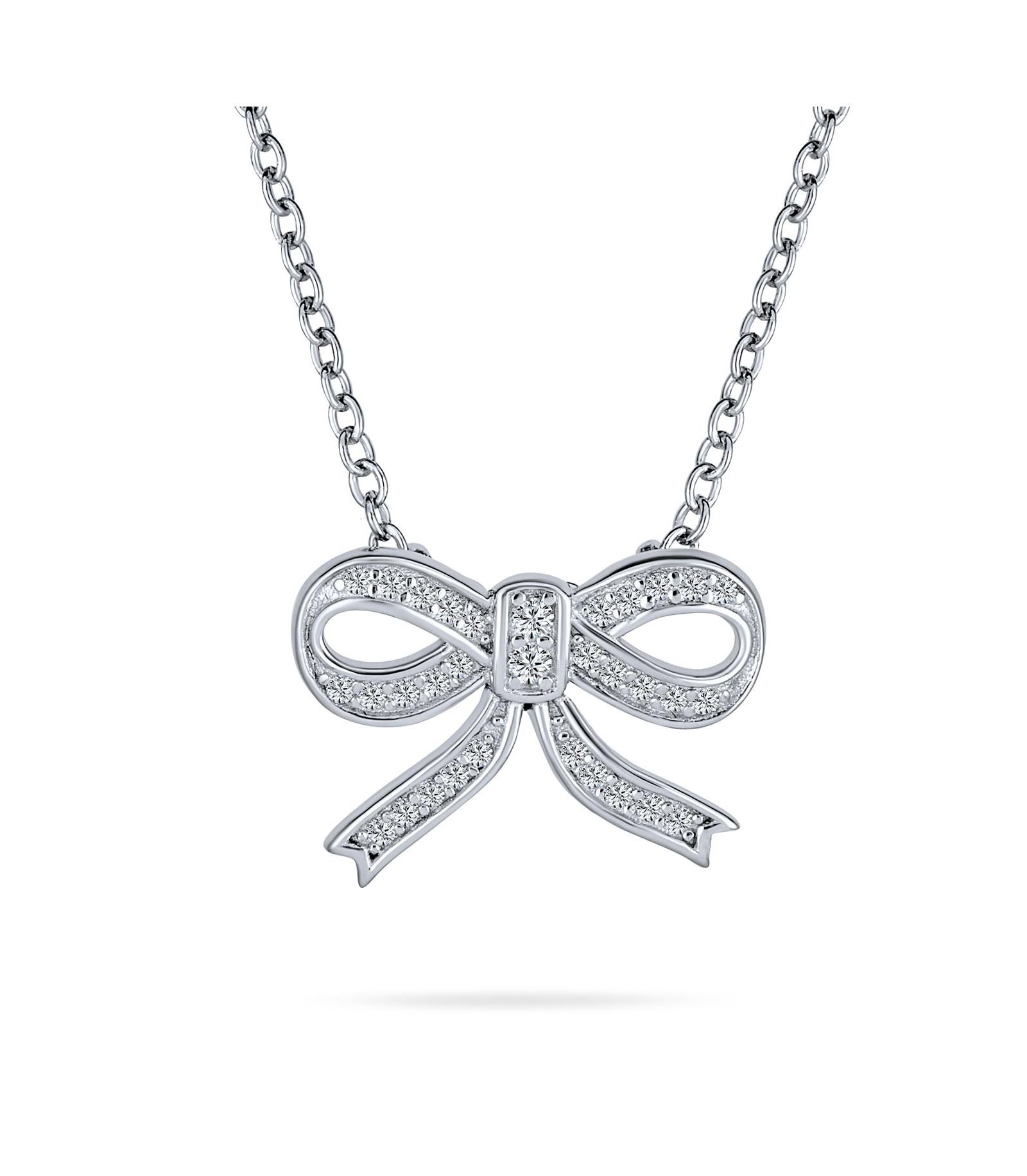 Подвеска Bling Jewelry в виде ленты-банта с камнями CZ и прозрачным фианитом