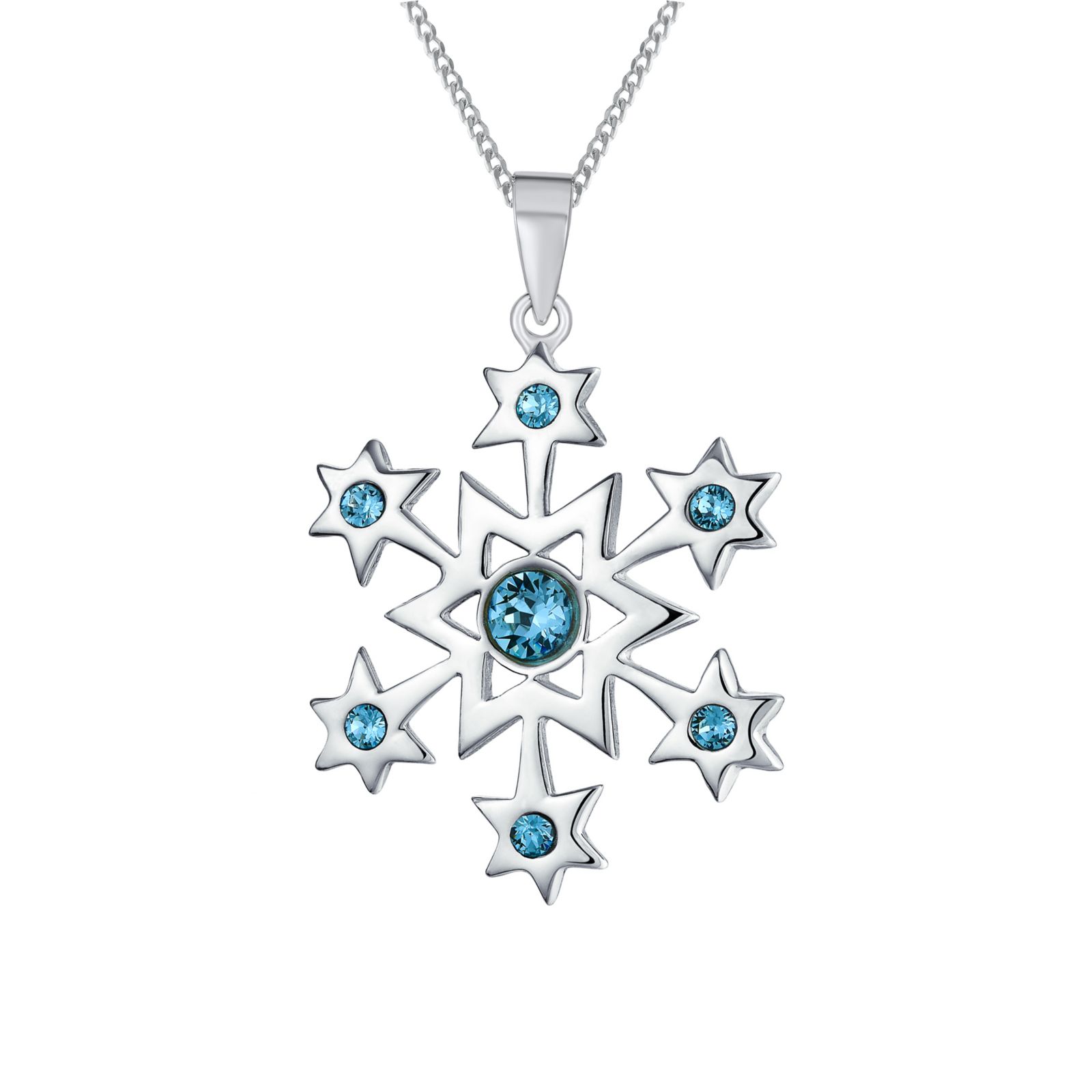Подвесное ожерелье Bling Jewelry с кулоном в виде рождественской снежинки из голубого топаза из стерлингового серебра .925
