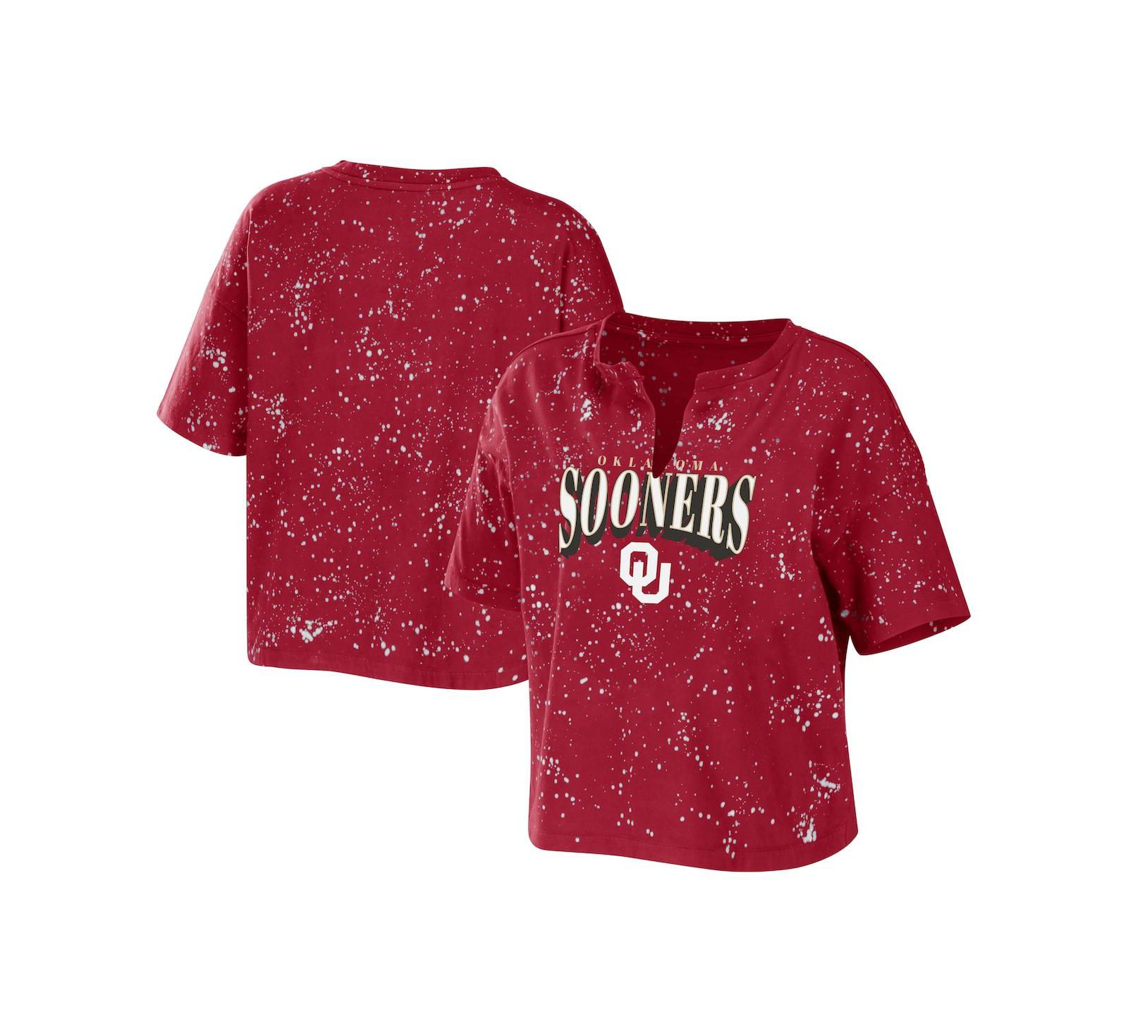 Женская укороченная футболка с эффектом выцветшей ткани WEAR by Erin Andrews Oklahoma Sooners, цвет Crimson