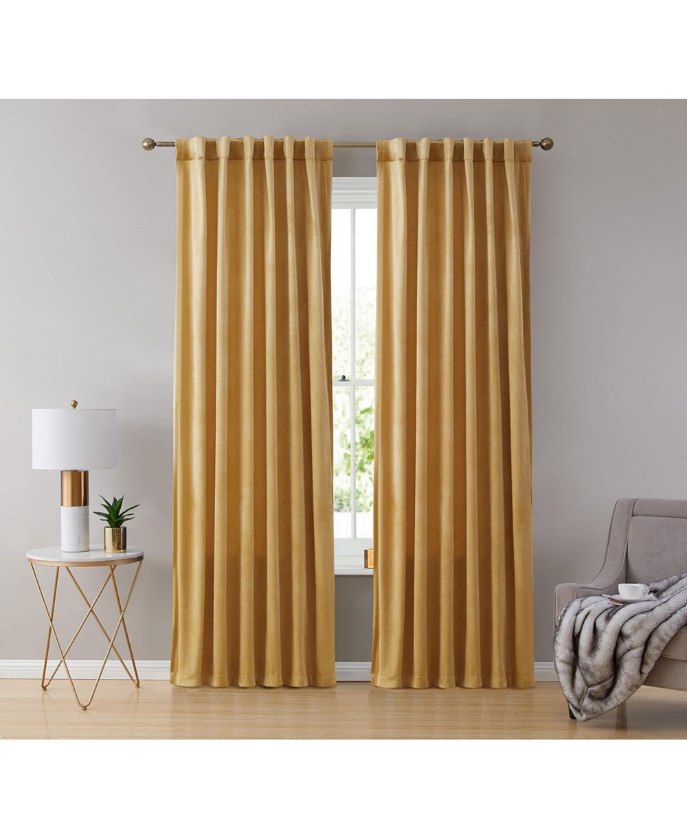 Комплект из 2 штор HLC.me Lopez Velvet Premium Soft Light Filtering Back Tab Rod Pocket Window Treatment