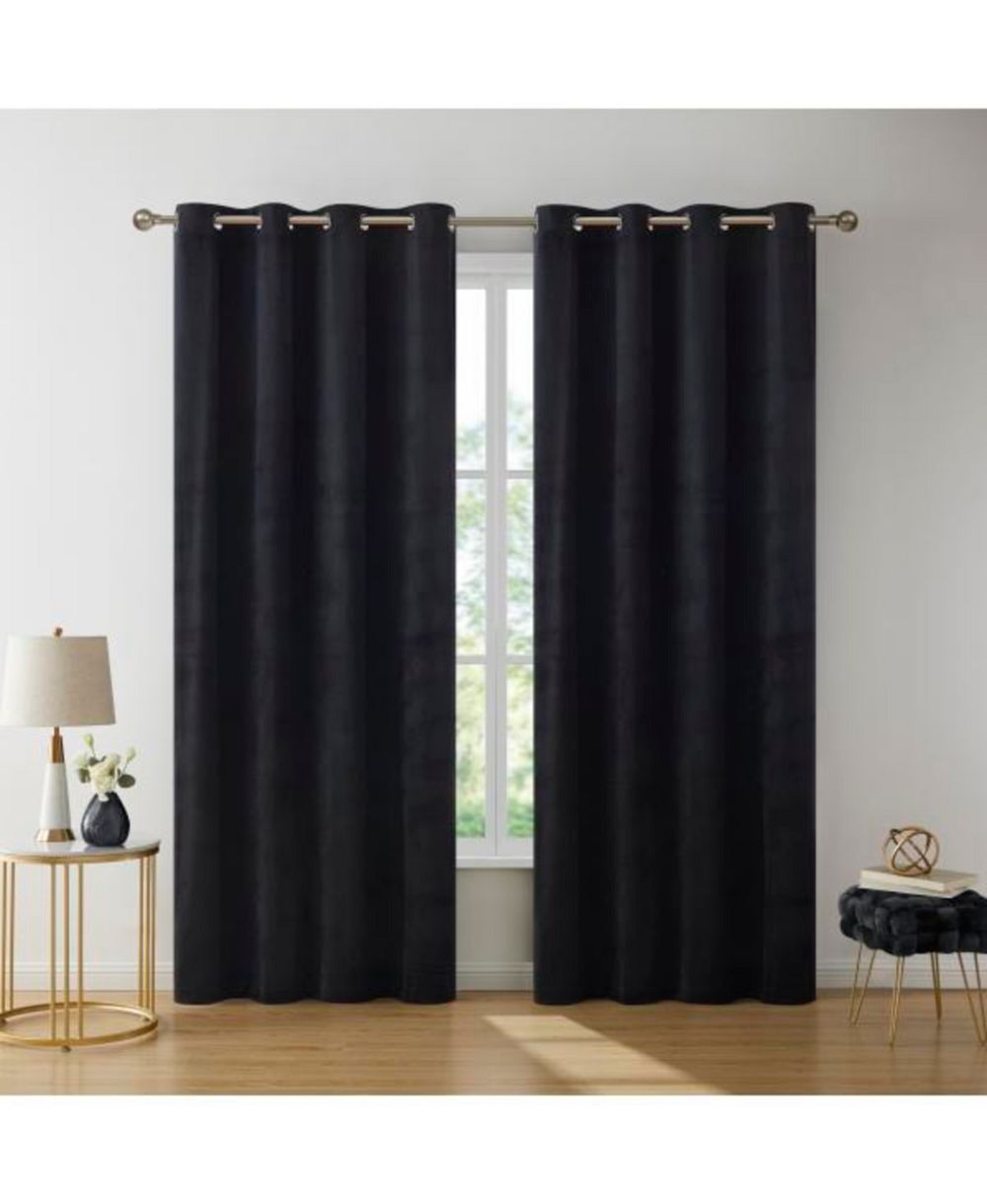 HLC.me Sawyer Premium Luxurious Lush Velvet Soft Light Filtering Grommet Window Curtains - Set of 2 Panels