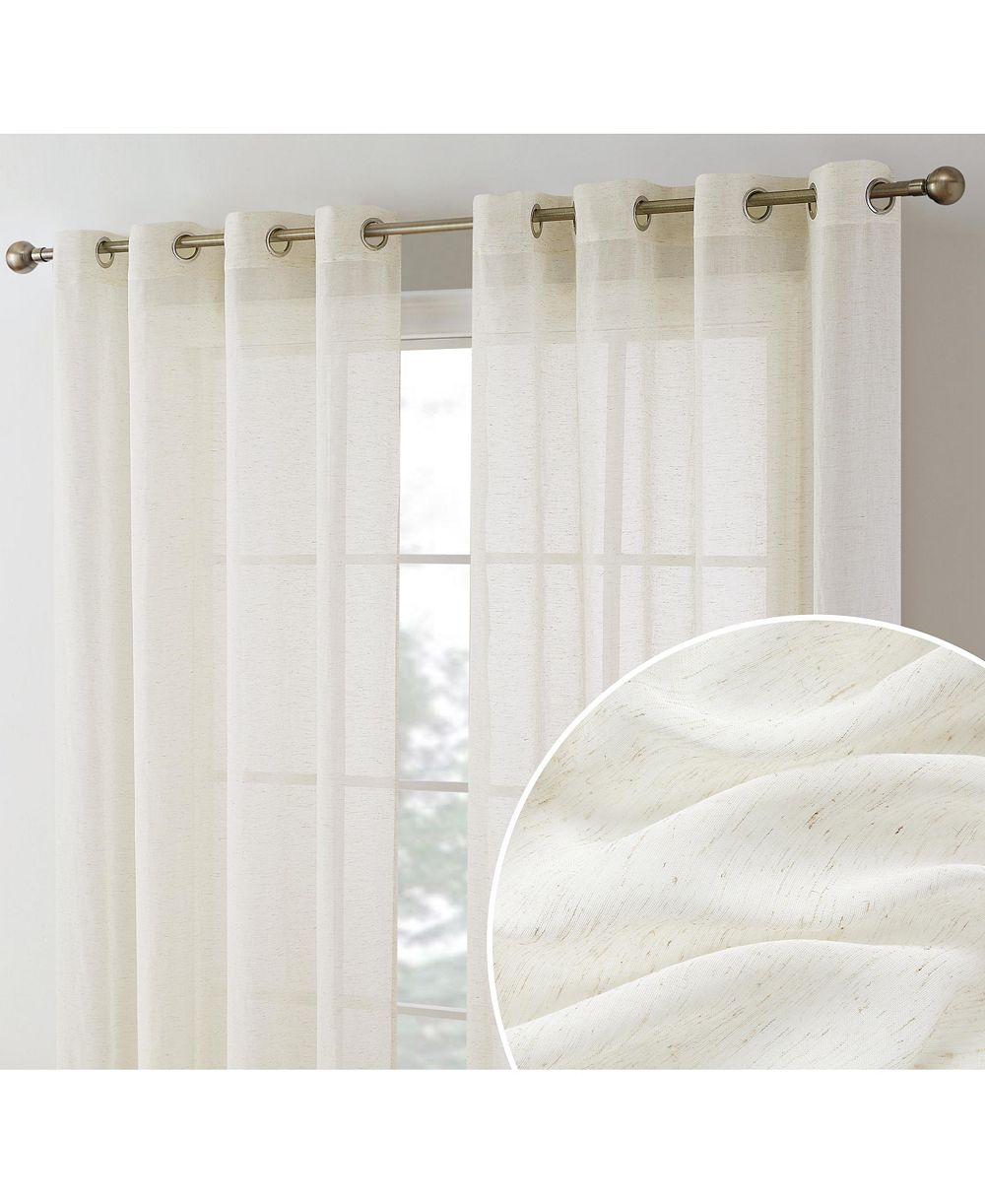 Шторы HLC.ME Sierra Burlap Flax Linen Semi Sheer Privacy Light Filtering Transparent Window Grommet Thick Curtains Panels, Set of 2