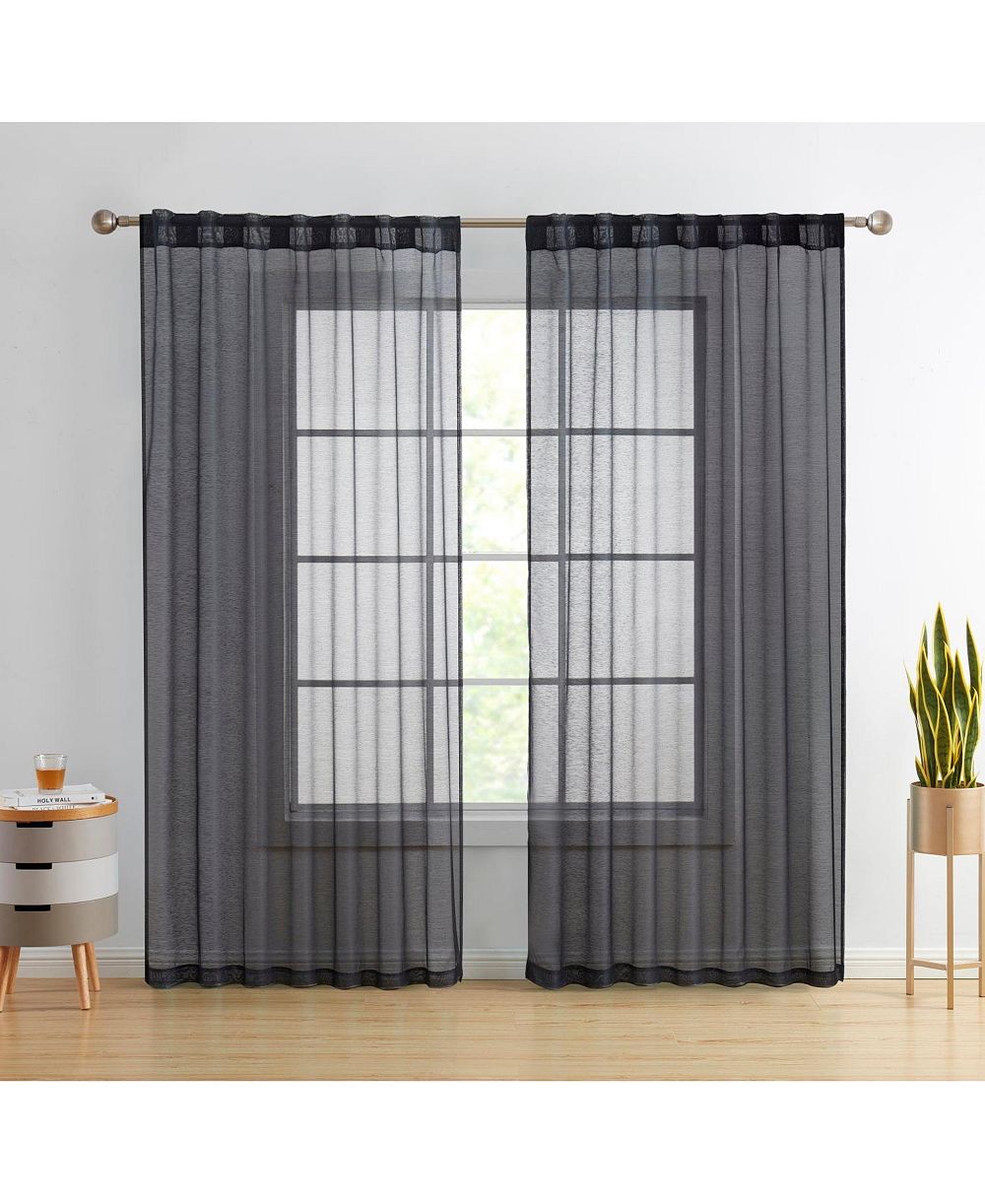 HLC.ME Lauren Semi Sheer Light Filtering Transparent Pocket Top & Back Tab Lightweight Window Curtains Drapery Panels Bedroom & Living Room, 2 Panels
