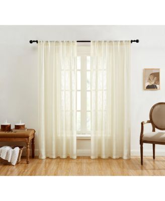 HLC.me Шторы для окна Linda Faux Linen Textured Semi Sheer, 2 панели (54 W x 84 L, Ivory)