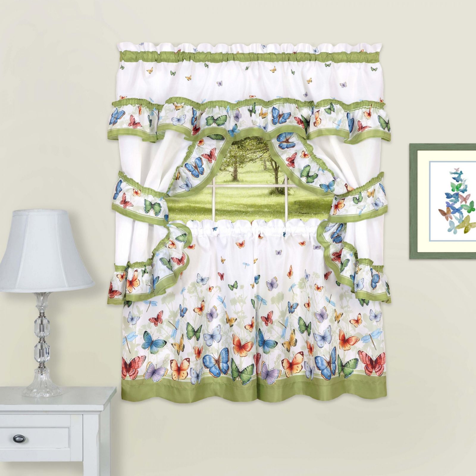 Комплект штор GoodGram Butterflies Prairie Complete 5 Piece Cottage Kitchen