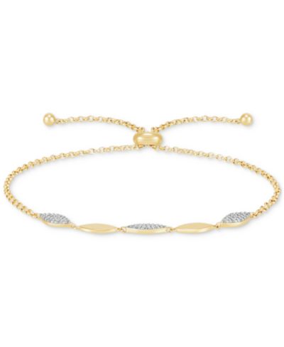 Браслет-боло Diamond Link в позолоте 14k Gold-Plated Sterling Silver, 1/10 ct. t.w.