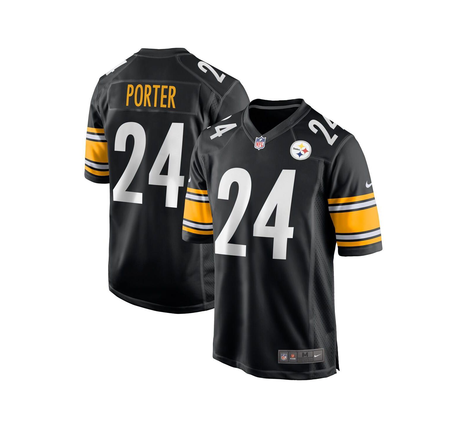 Nike Мужская игровая джерси Joey Porter Jr. Black Pittsburgh Steelers 2023 NFL Draft Pick