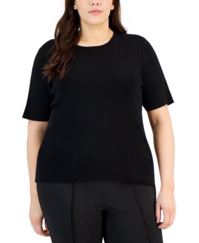 Женский топ Tahari ASL Plus Size с коротким рукавом и круглым вырезом