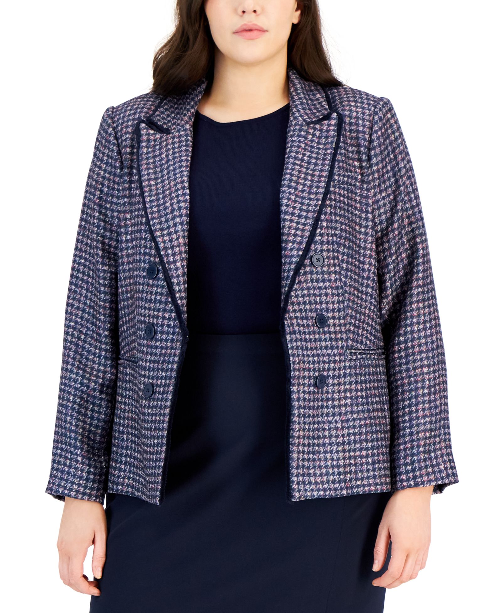 Tahari ASL Plus Size Faux-Double-Breasted Blazer