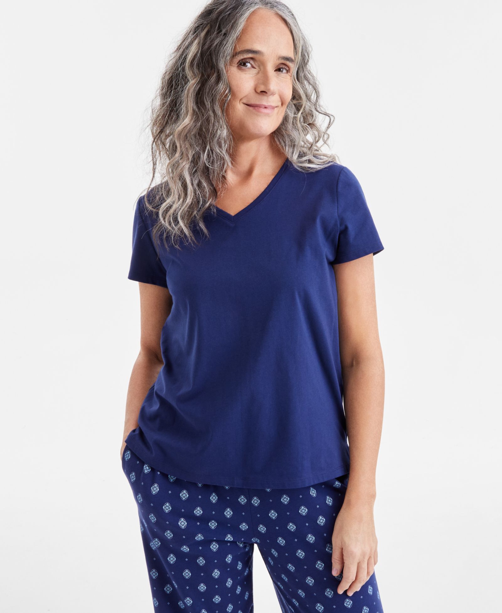 Женский топ для сна Charter Club Women's Solid V-Neck Short-Sleeve Sleepwear Top