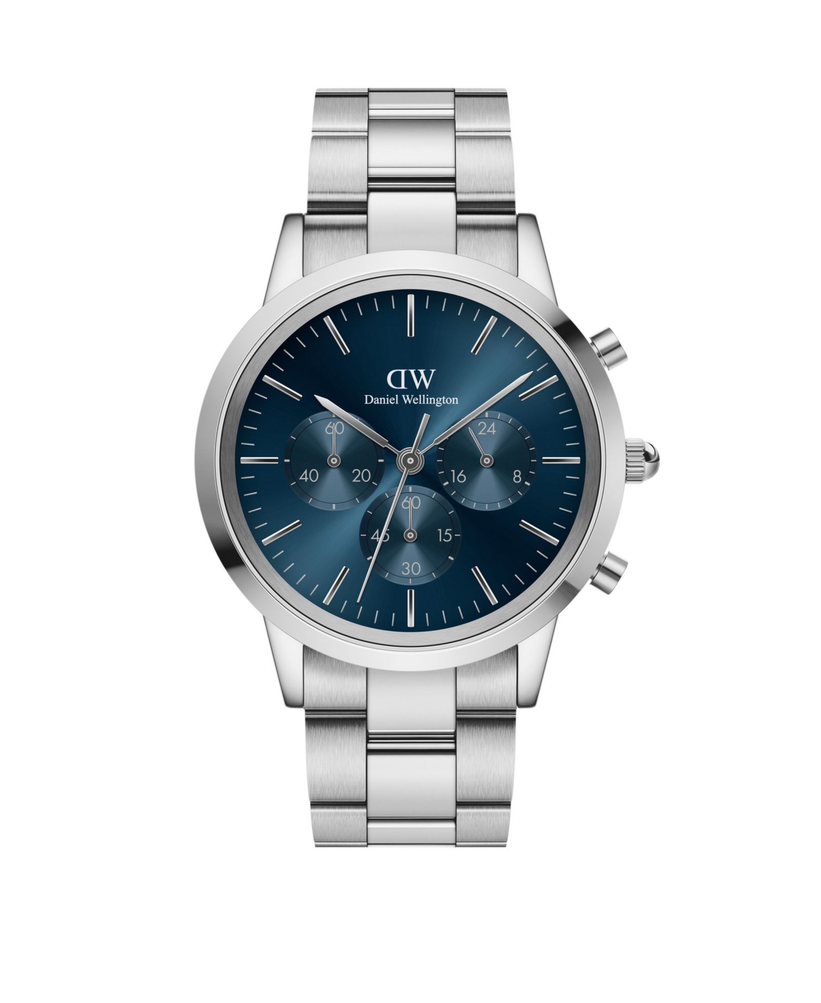 Мужские хронограф-часы Daniel Wellington Iconic Silver-Tone Stainless Steel 42mm