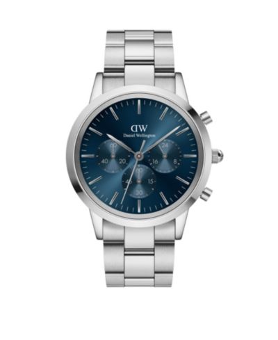 Мужские хронограф-часы Daniel Wellington Iconic Silver-Tone Stainless Steel 42mm