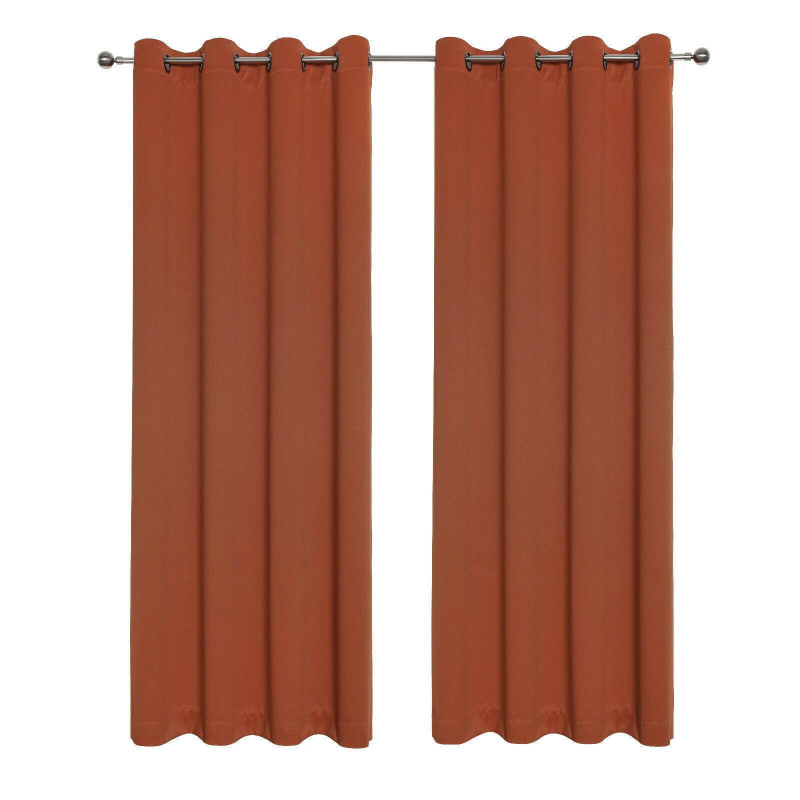 Kate Aurora Hotel Living 2 Pack 100% Blackout Grommet Top Orange Spice Curtain Panels