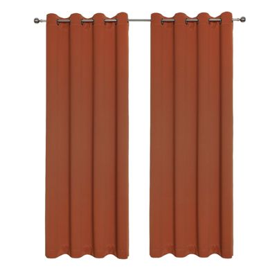 Kate Aurora Hotel Living 2 Pack 100% Blackout Grommet Top Orange Spice Curtain Panels