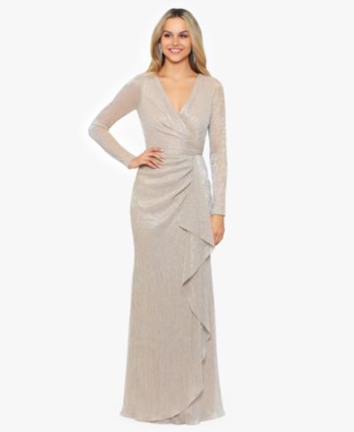 Betsy & Adam Женский Metallic Ruffled Gown