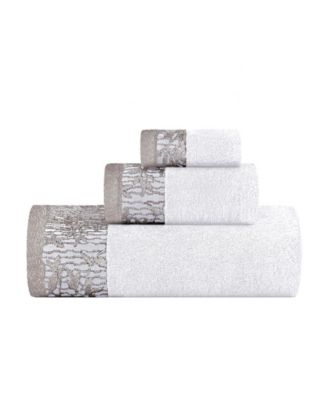 Набор банных полотенец Superior Wisteria Floral Embroidered Jacquard Border Cotton, 3 шт.